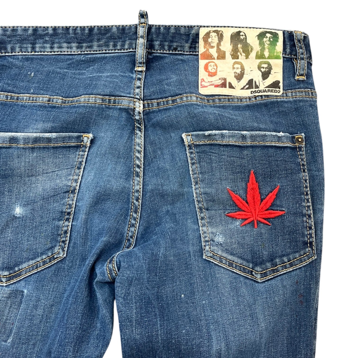 Dsquared2 Men's Bob Marley Embroidered Jeans Blue Size W34 - Photo 7
