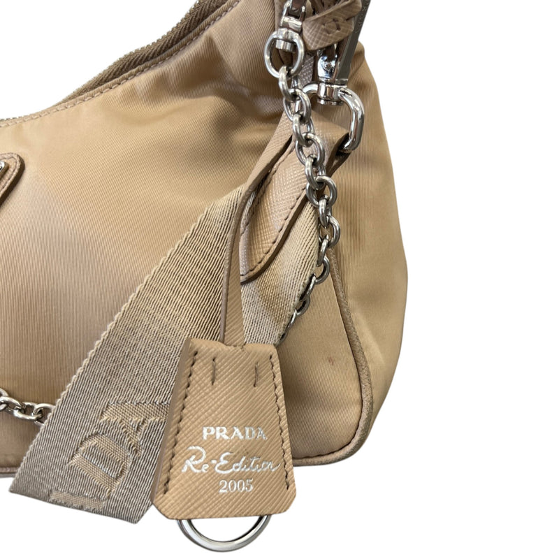 Women's Re-Edition 2005 Nylon Crossbody Bag Beige
