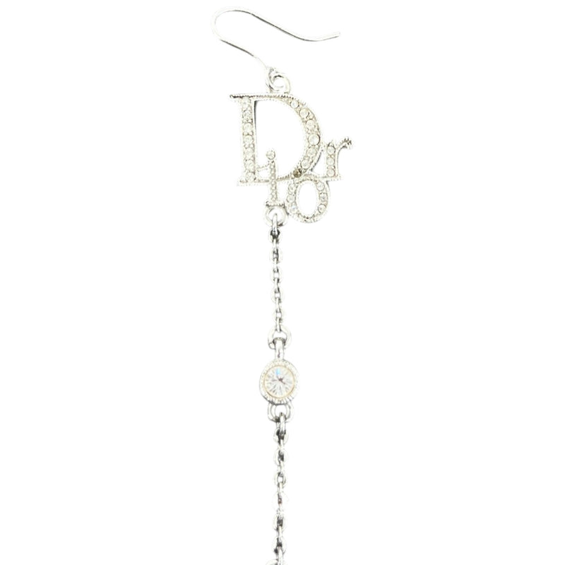 Women's Oblique Crystal Drop Earrings Silver