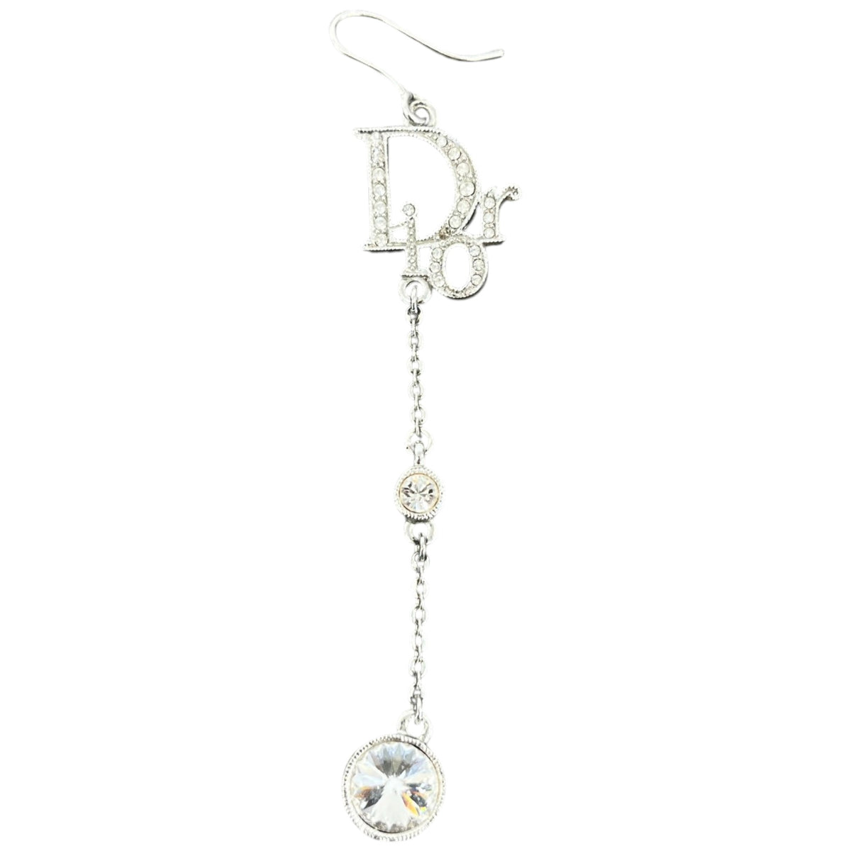 Women's Oblique Crystal Drop Earrings Silver - Photo 5