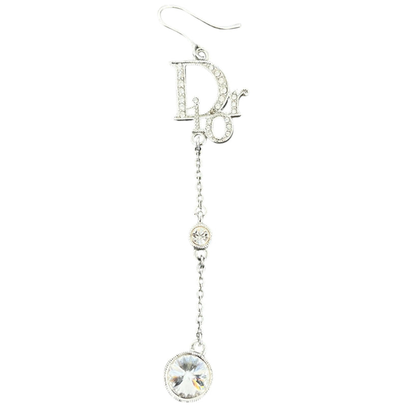 Women's Oblique Crystal Drop Earrings Silver
