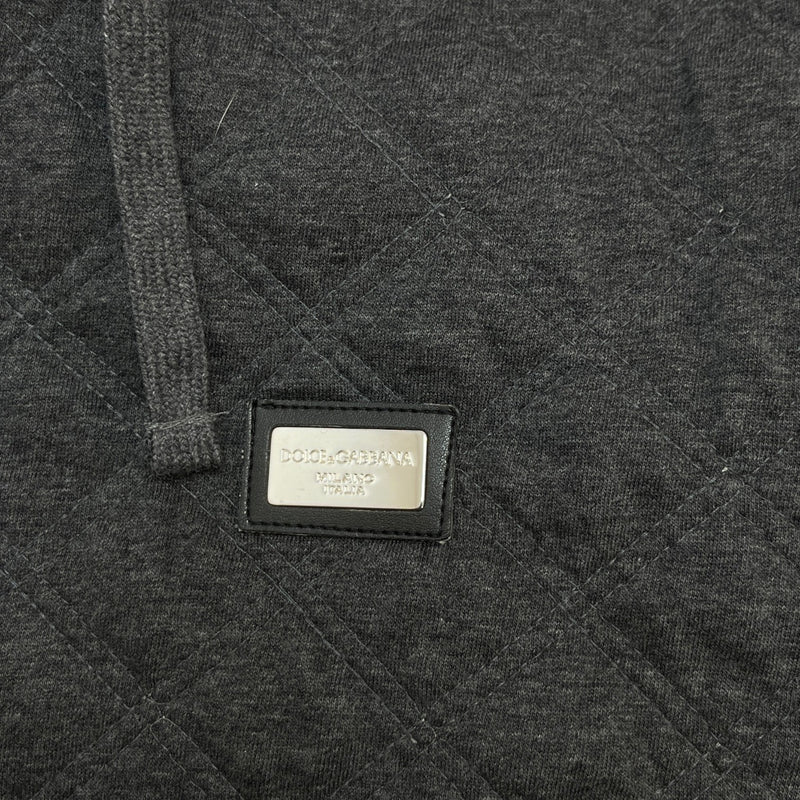 Men's Quilted Plaque Logo Hoodie Grey Size IT 54 / UK XXL