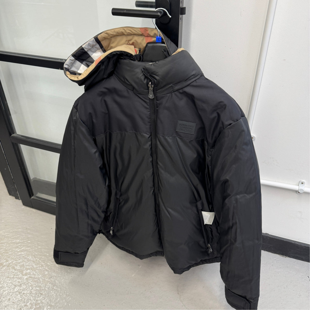 Men's Reversible Check Down Jacket Beige Size L - Photo 11