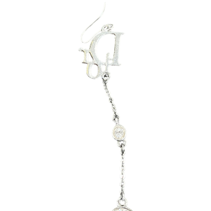 Women's Oblique Crystal Drop Earrings Silver