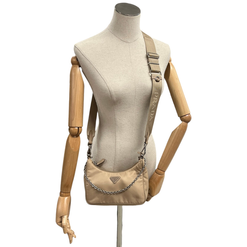 Women's Re-Edition 2005 Nylon Crossbody Bag Beige