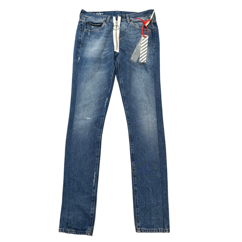 Men's Diag-Stripe Jeans Blue Size Waist 30"