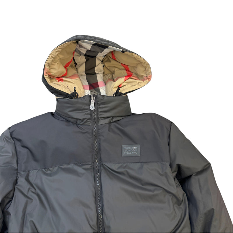 Men's Reversible Check Down Jacket Beige Size L