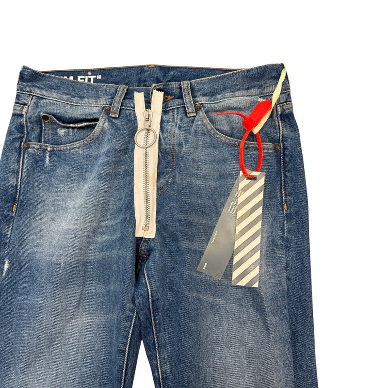 Men's Diag-Stripe Jeans Blue Size Waist 30"