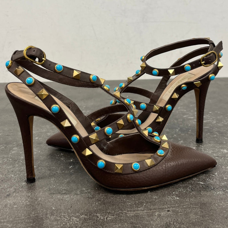 Women's Rolling Rockstud Heels Brown Size UK 3 / EU 36
