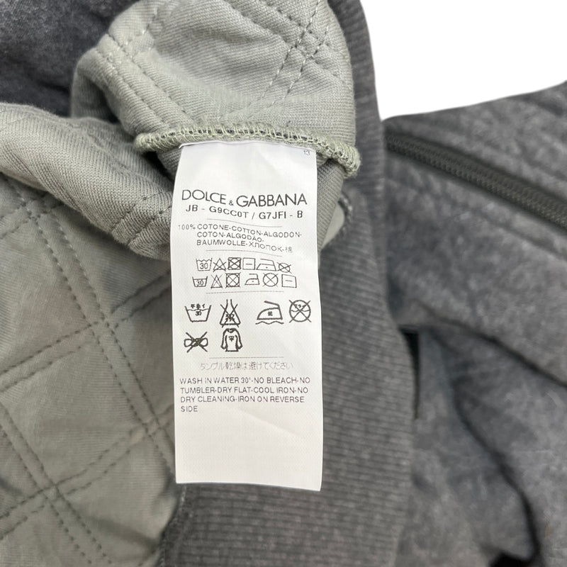 Men's Quilted Plaque Logo Hoodie Grey Size IT 54 / UK XXL