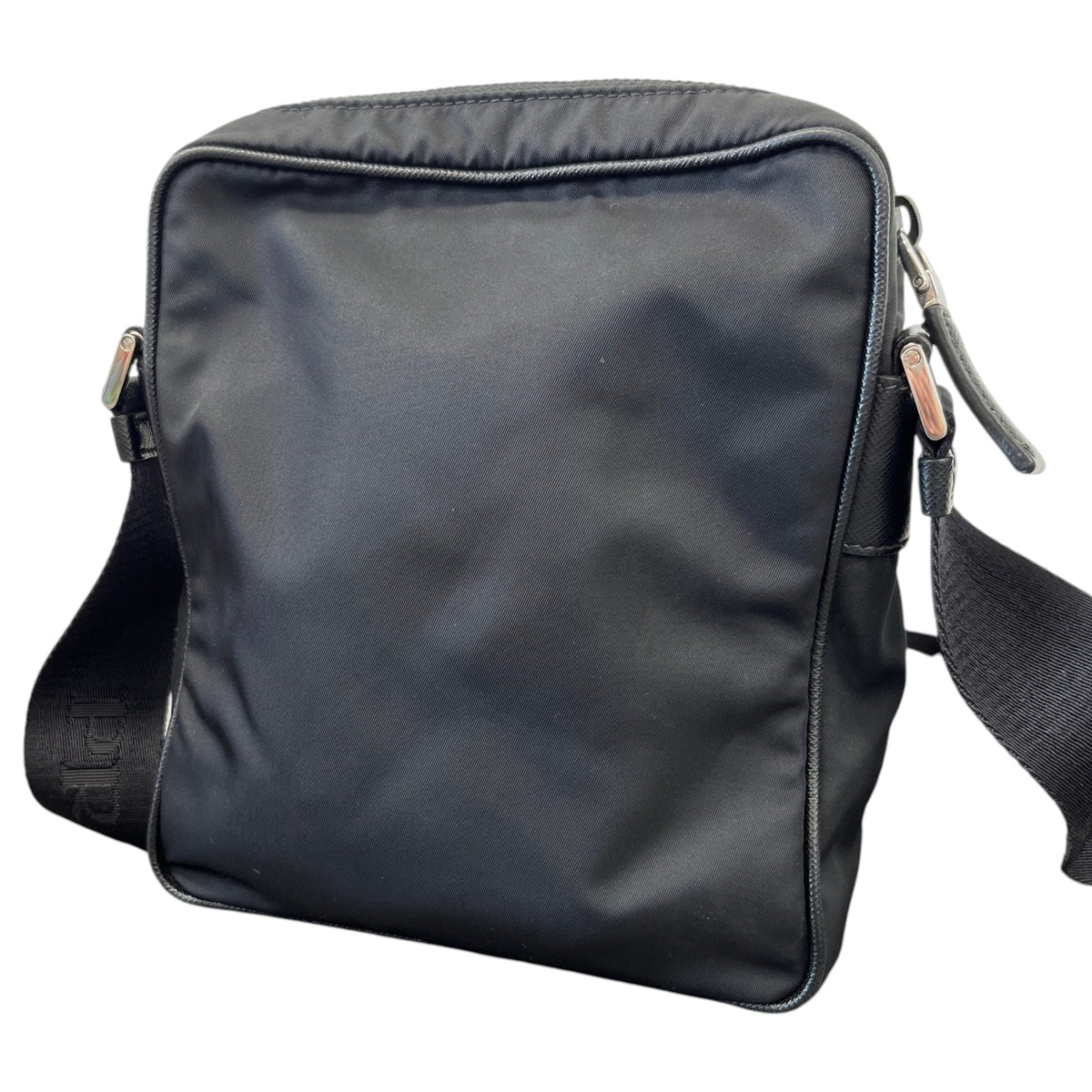 Men's Re-Nylon Plaque Logo Messenger Bag Black - Photo 9