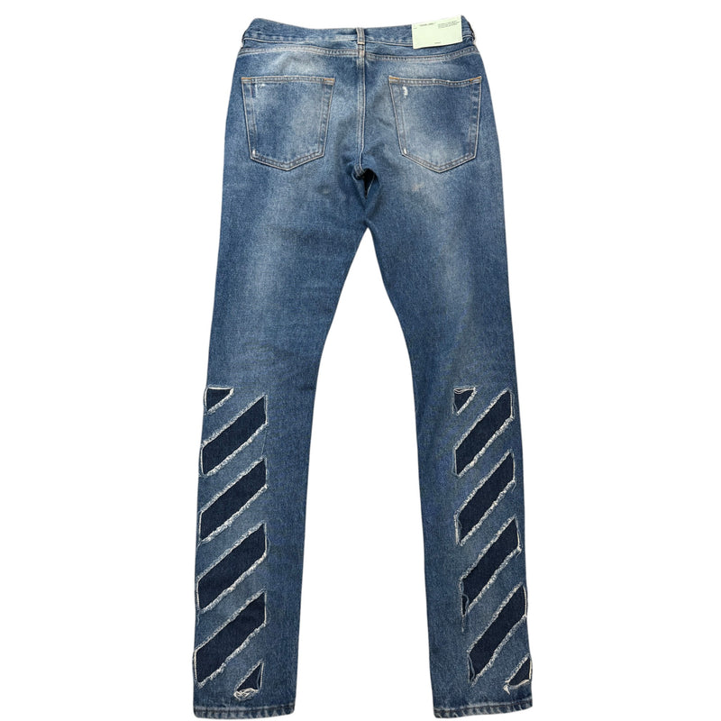 Men's Diag-Stripe Jeans Blue Size Waist 30"