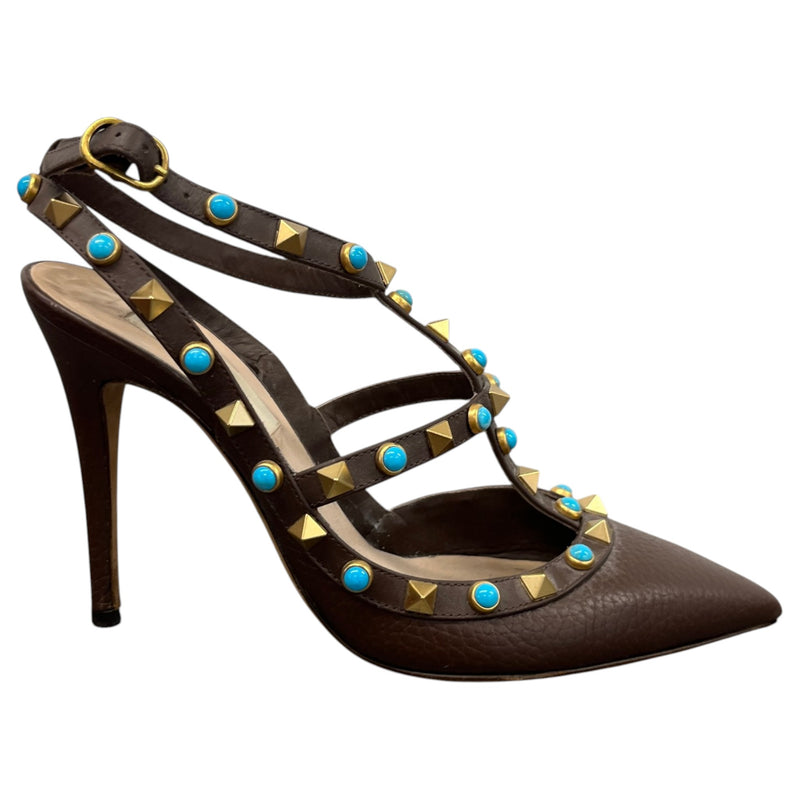 Women's Rolling Rockstud Heels Brown Size UK 3 / EU 36
