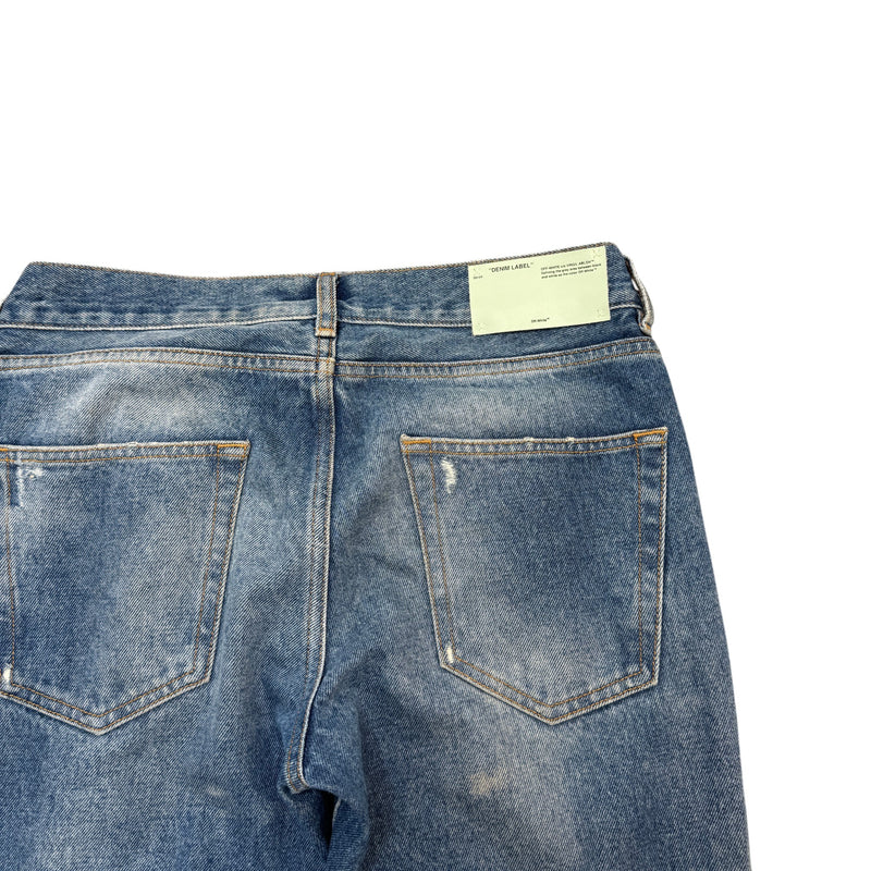 Men's Diag-Stripe Jeans Blue Size Waist 30"