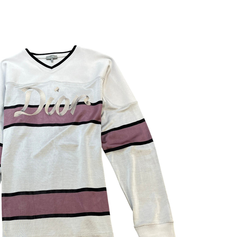 Dior Men's x Kim Jones embroidered logo hockey jersey Long Sleeve T-Shirt Grey Size L