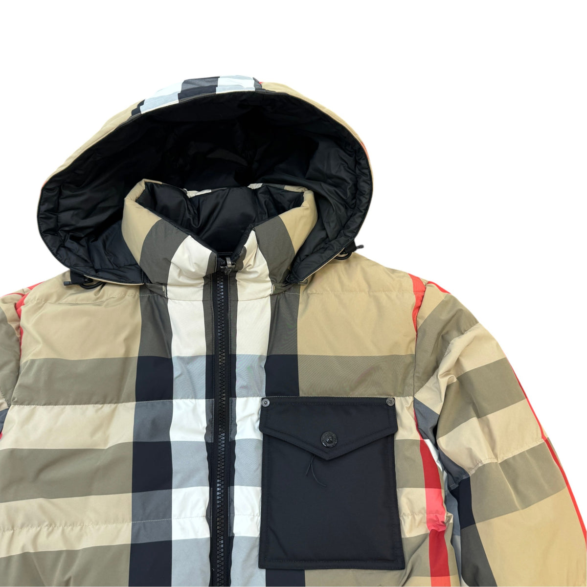 Men's Reversible Check Down Jacket Beige Size L - Photo 7