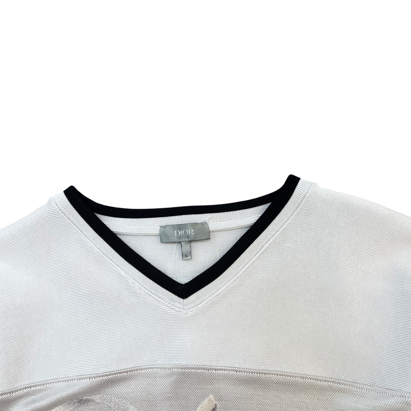 Dior Men's x Kim Jones embroidered logo hockey jersey Long Sleeve T-Shirt Grey Size L - Photo 6