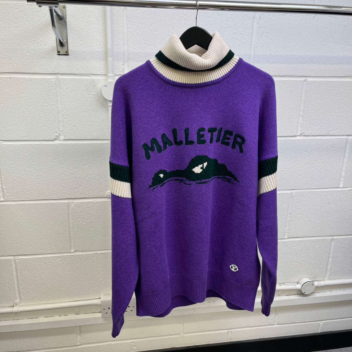 Men's Roll Neck Malletier Knit Sweatshirt Purple Size XL - Photo 7