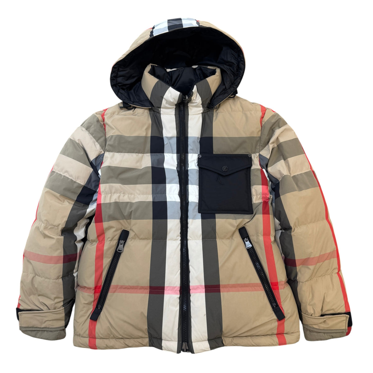 Men's Reversible Check Down Jacket Beige Size L - Photo 1