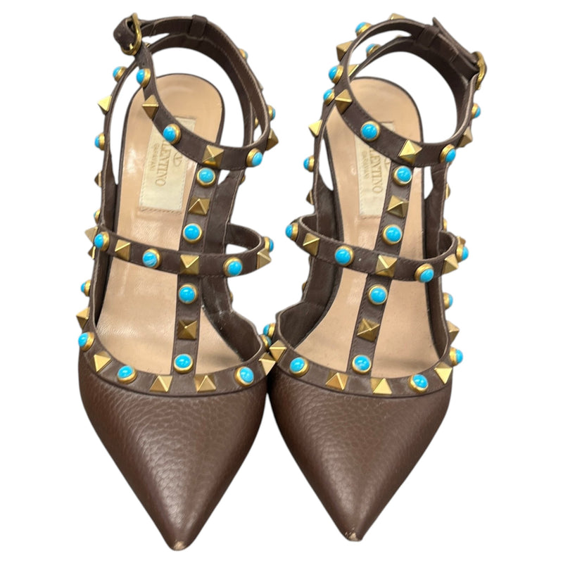 Women's Rolling Rockstud Heels Brown Size UK 3 / EU 36