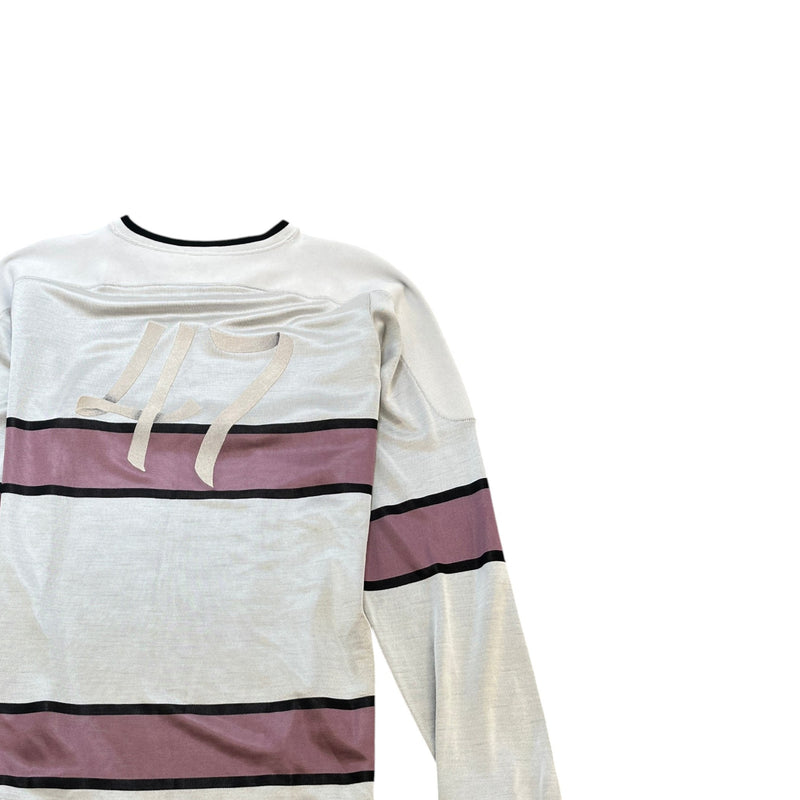 Dior Men's x Kim Jones embroidered logo hockey jersey Long Sleeve T-Shirt Grey Size L