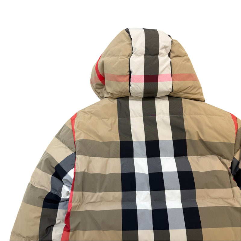 Men's Reversible Check Down Jacket Beige Size L