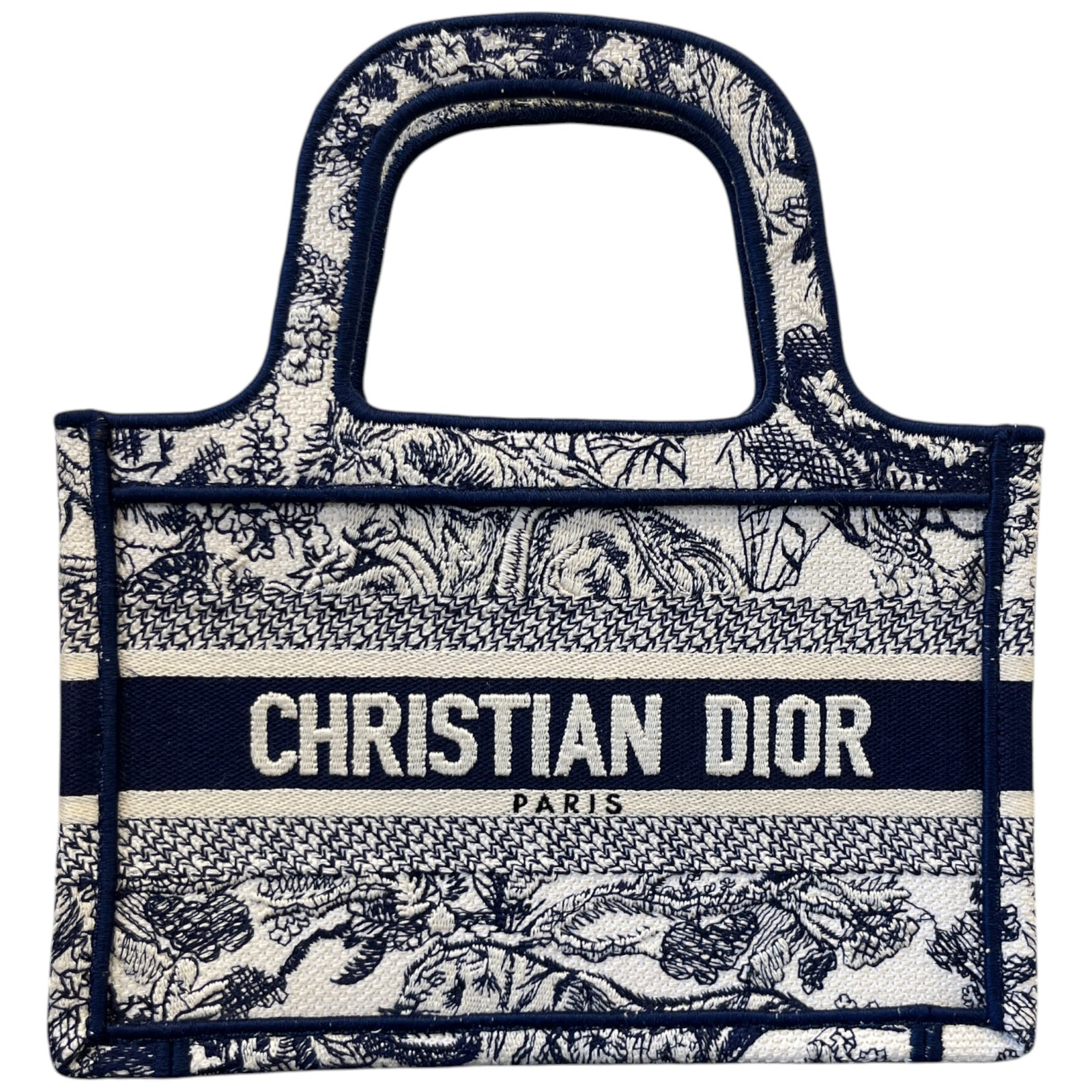 Women's Toile De Jouy Mini Book Tote Bag Navy - Photo 1