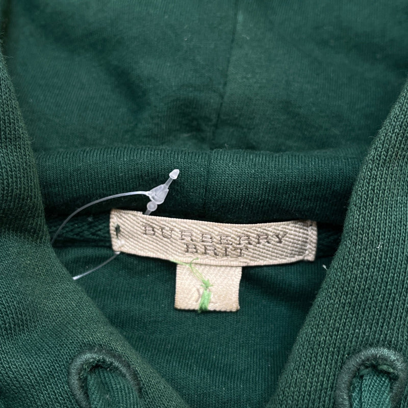 Men's Distressed Logo Print Hoodie Green Size XL