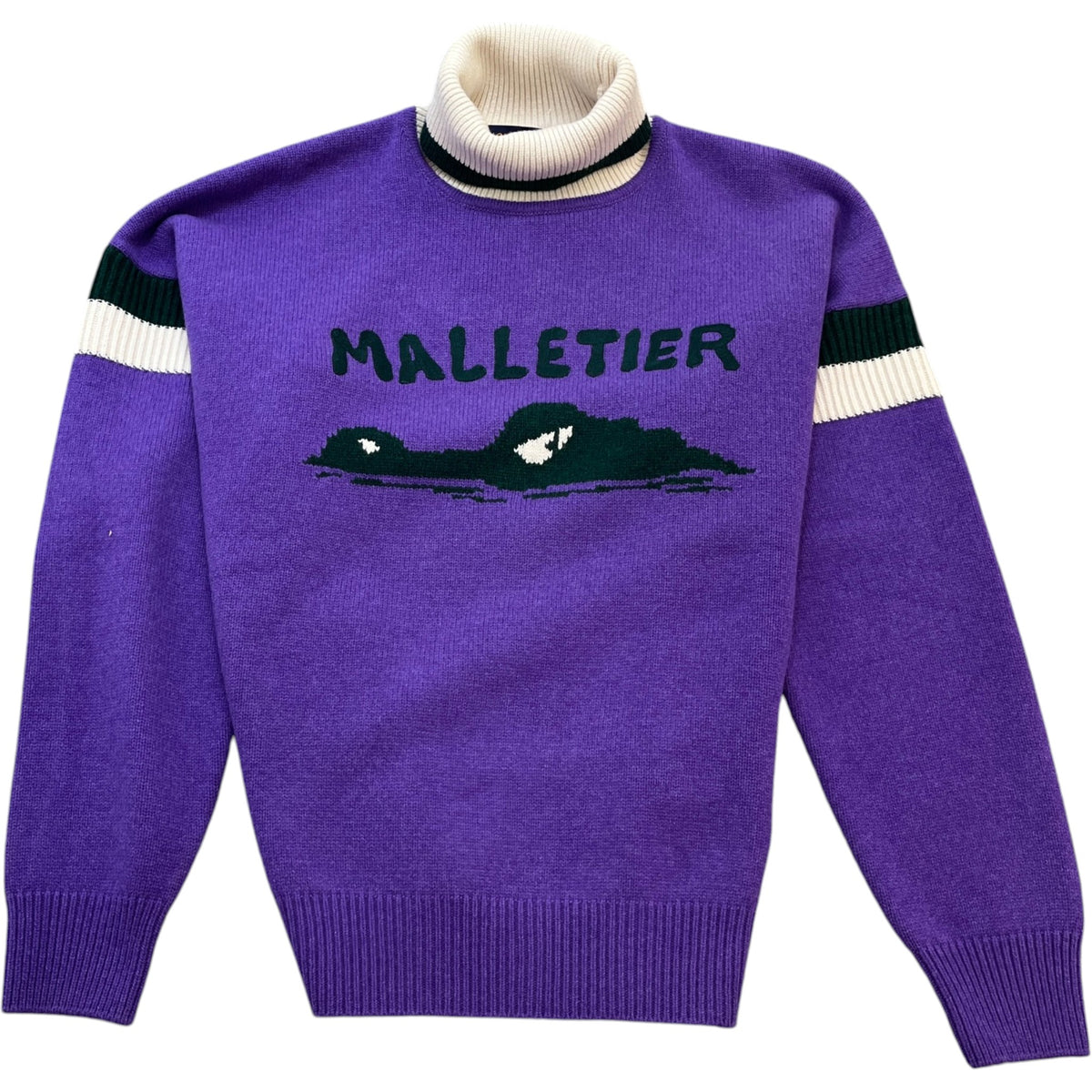 Men's Roll Neck Malletier Knit Sweatshirt Purple Size XL - Photo 1