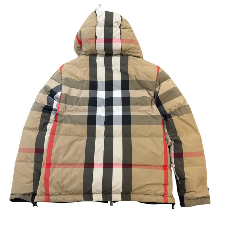 Men's Reversible Check Down Jacket Beige Size L