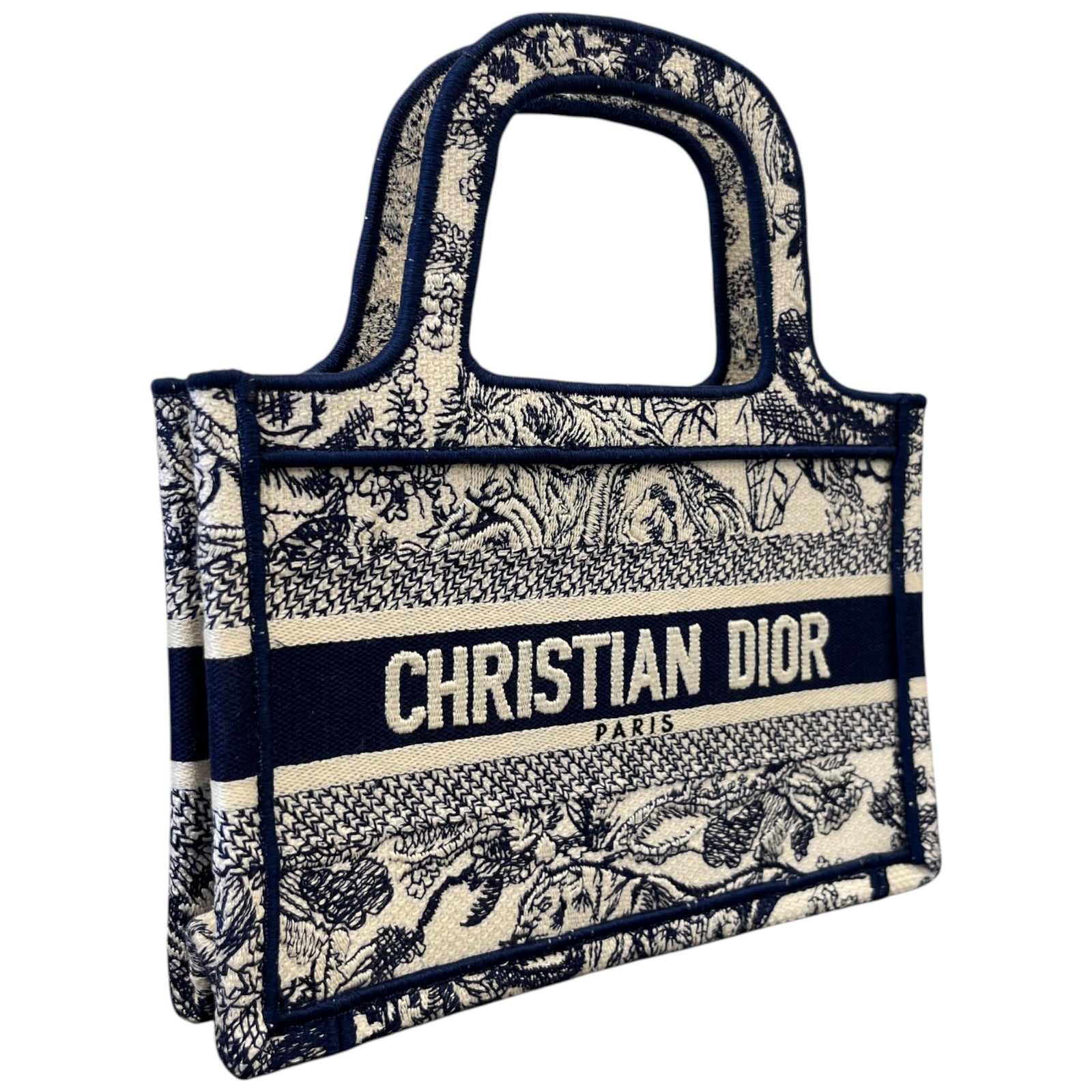 Women's Toile De Jouy Mini Book Tote Bag Navy - Photo 4
