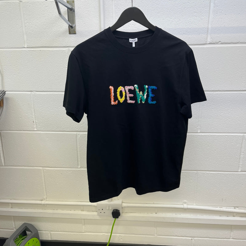 Loewe Men's Embroidered Logo T-Shirt Black Size XS