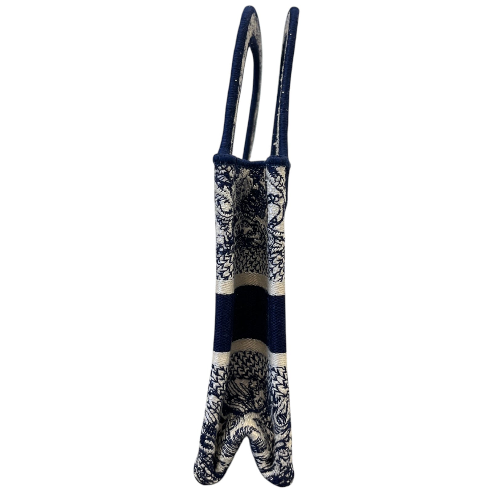 Women's Toile De Jouy Mini Book Tote Bag Navy - Photo 6