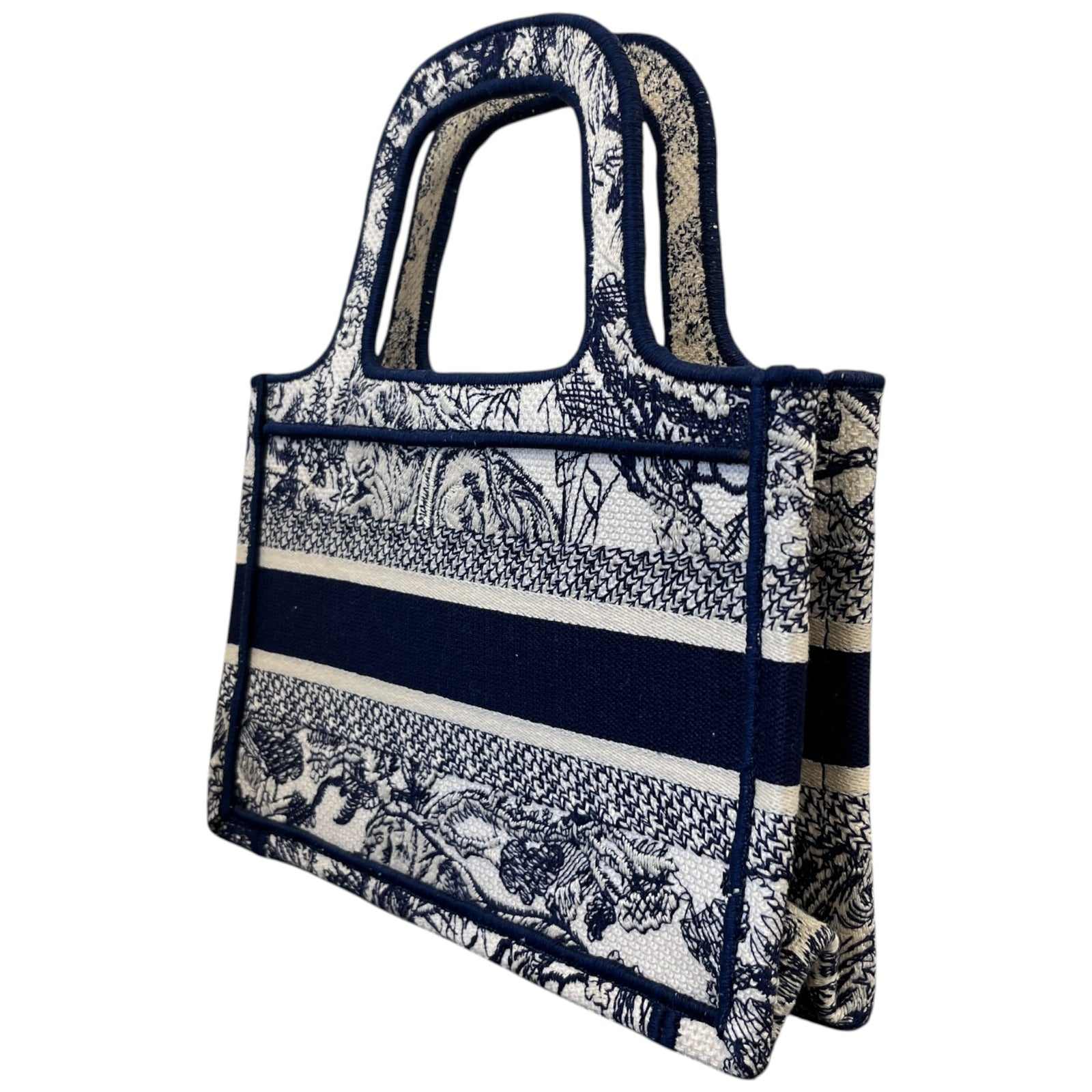 Women's Toile De Jouy Mini Book Tote Bag Navy - Photo 8