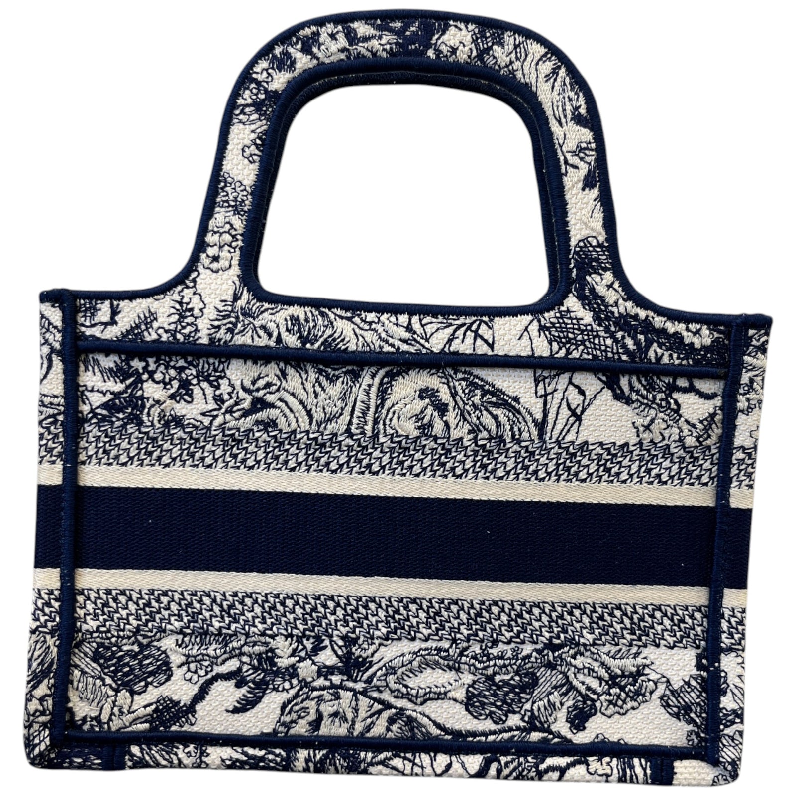 Women's Toile De Jouy Mini Book Tote Bag Navy - Photo 3