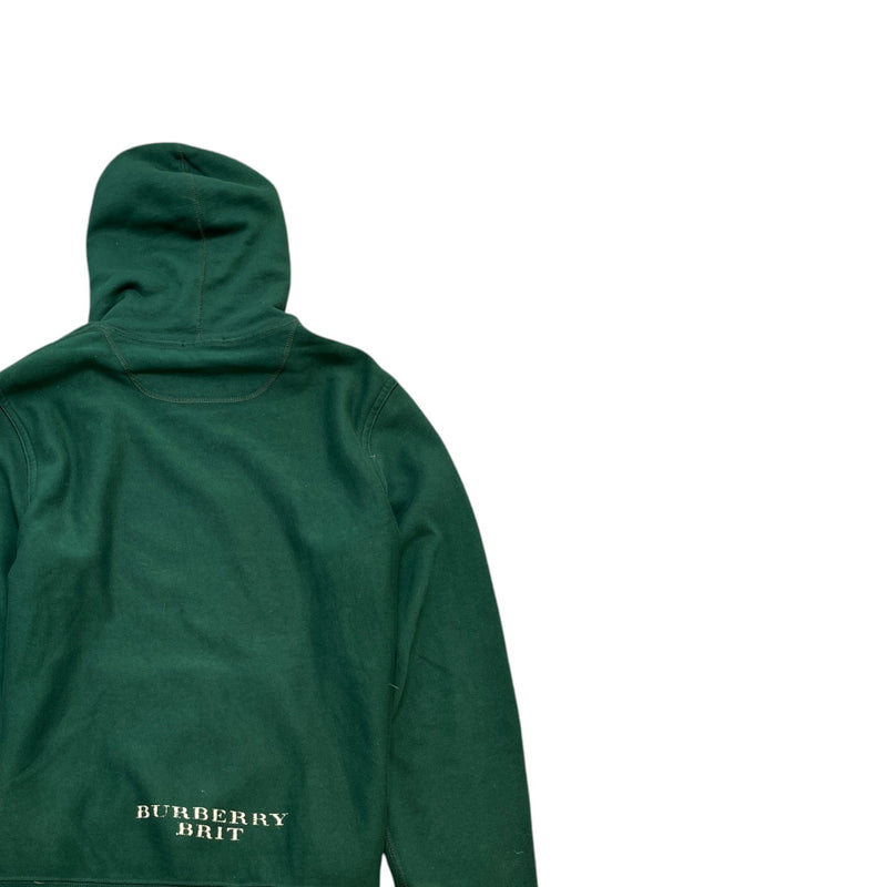 Men's Distressed Logo Print Hoodie Green Size XL