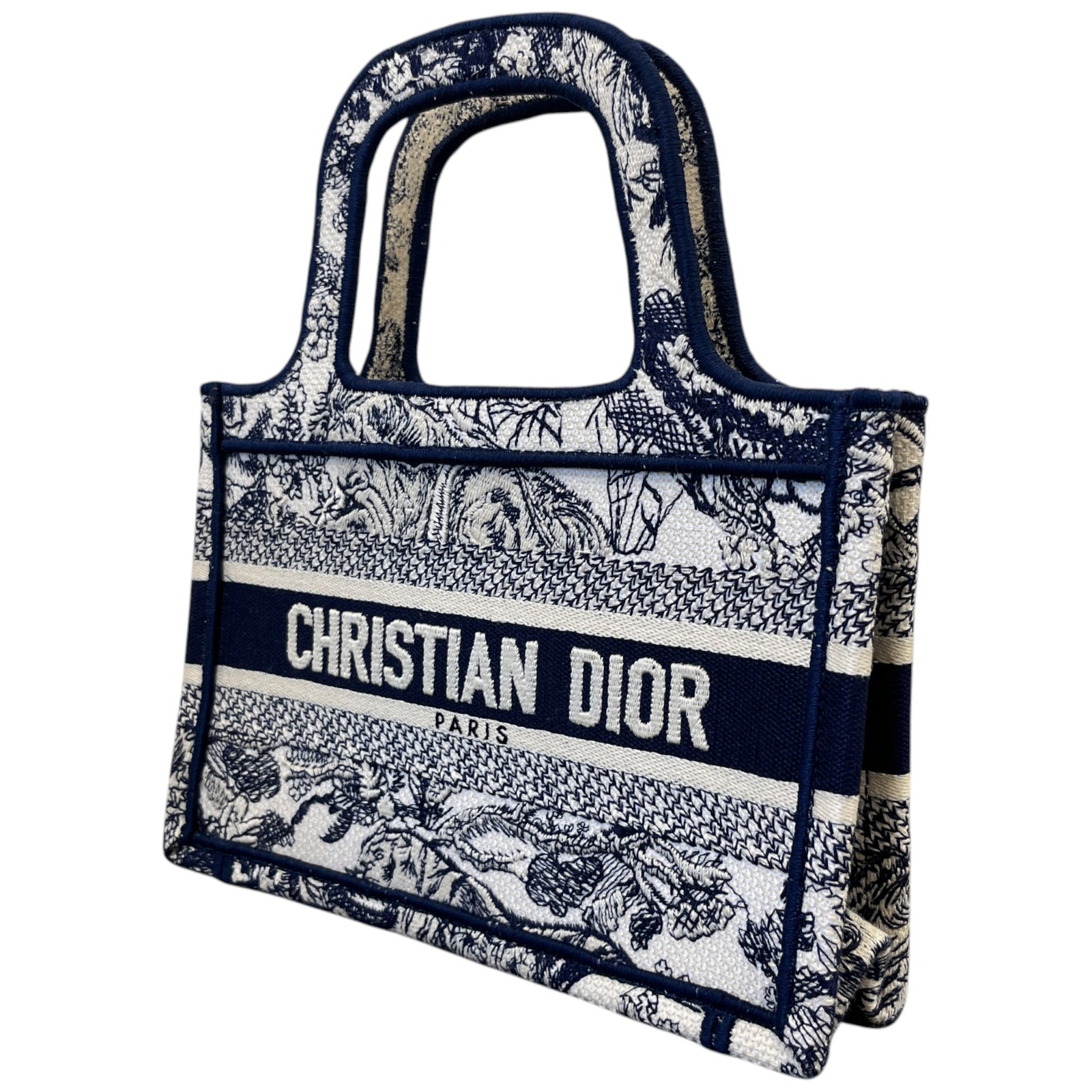 Women's Toile De Jouy Mini Book Tote Bag Navy - Photo 5