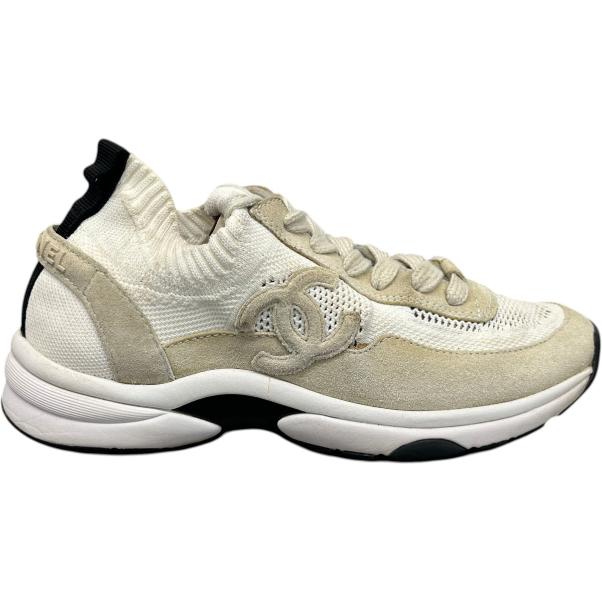 Women's Knit Calfskin CC Runner Low Trainers Beige Size UK 4.5 / EU 37.5 - Photo 1