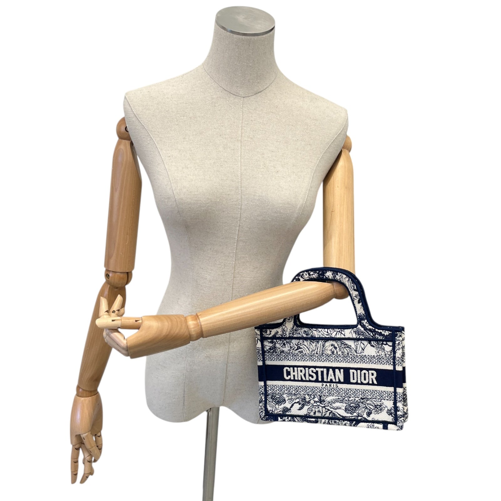 Women's Toile De Jouy Mini Book Tote Bag Navy - Photo 2