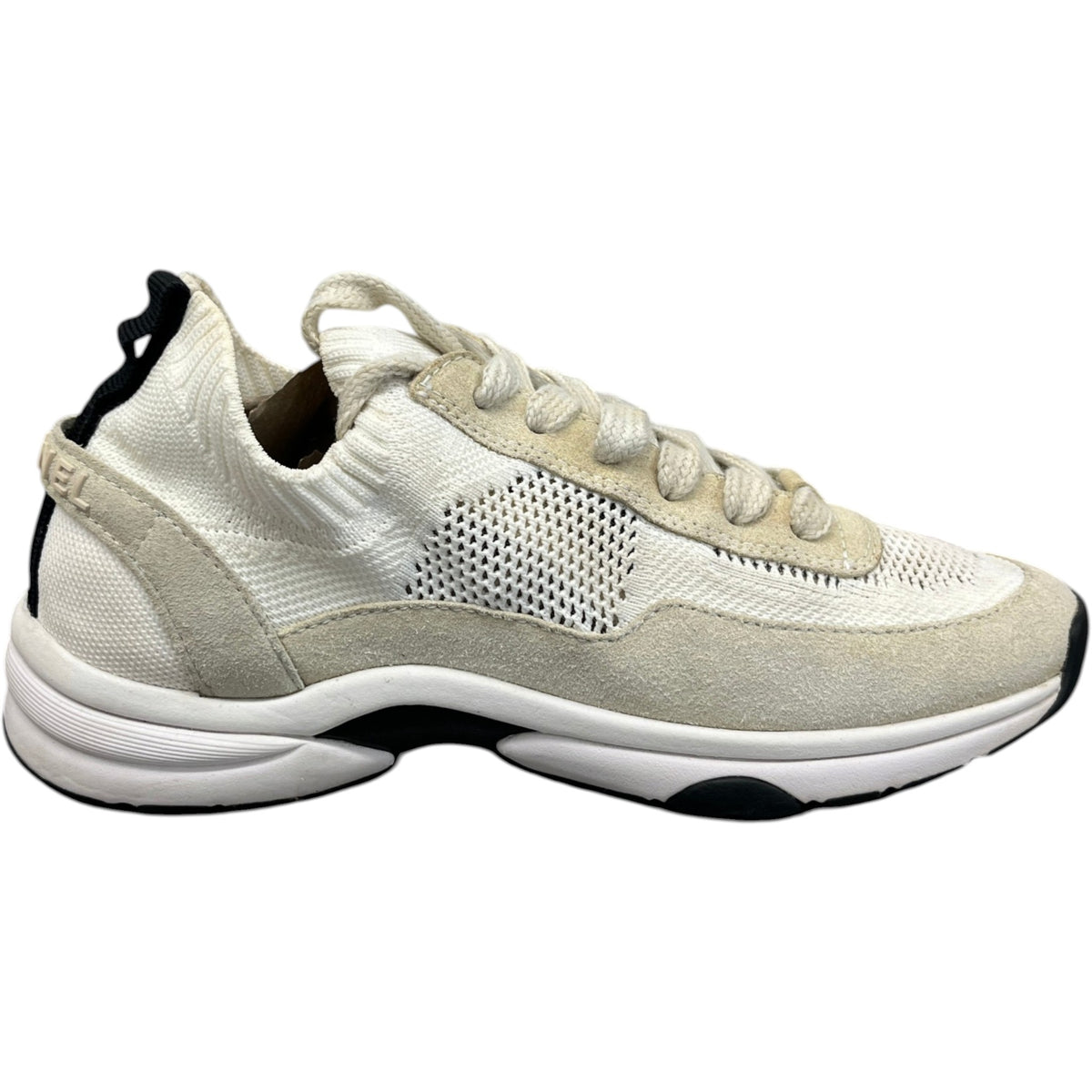 Women's Knit Calfskin CC Runner Low Trainers Beige Size UK 4.5 / EU 37.5 - Photo 4