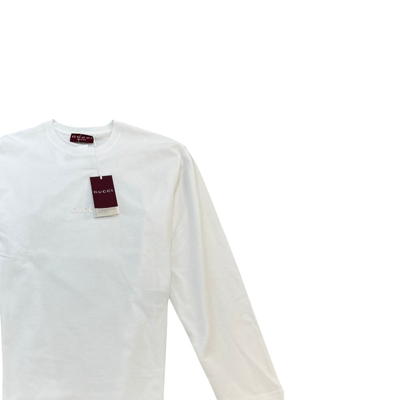 Gucci Men's Logo Patch Long Sleeve T-Shirt White Size L