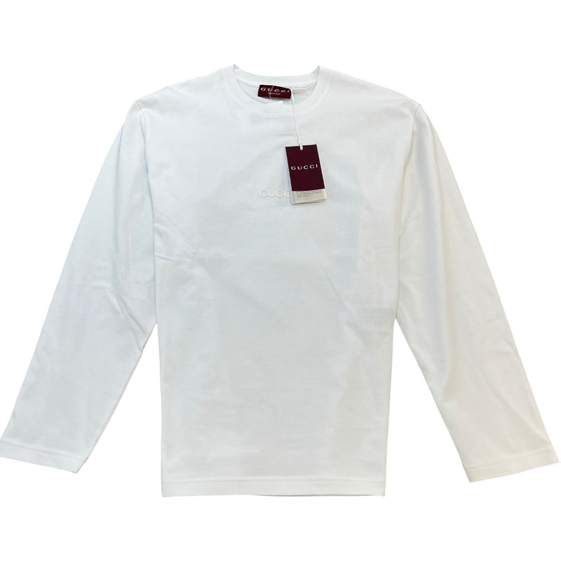 Gucci Men's Logo Patch Long Sleeve T-Shirt White Size L