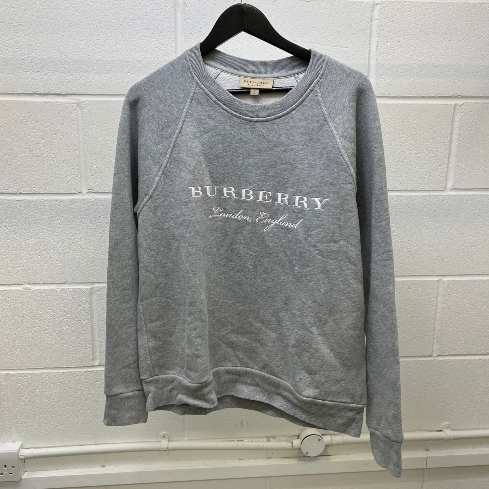 Men's Embroidered Logo Sweatshirt Grey Size L - Photo 9