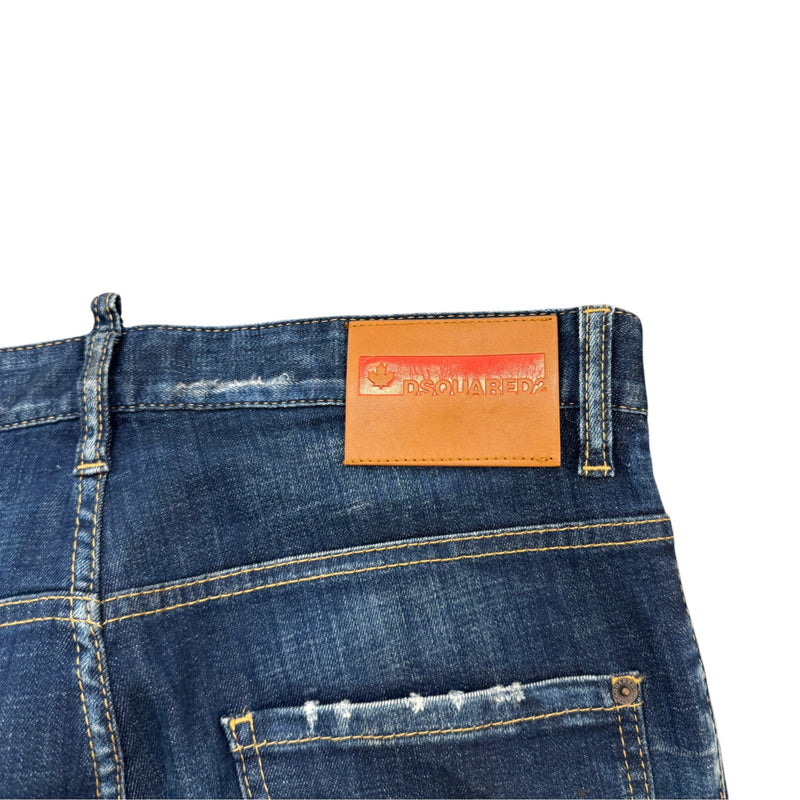 Men's Distressed Paint Splatter Jeans Blue Size M / W32