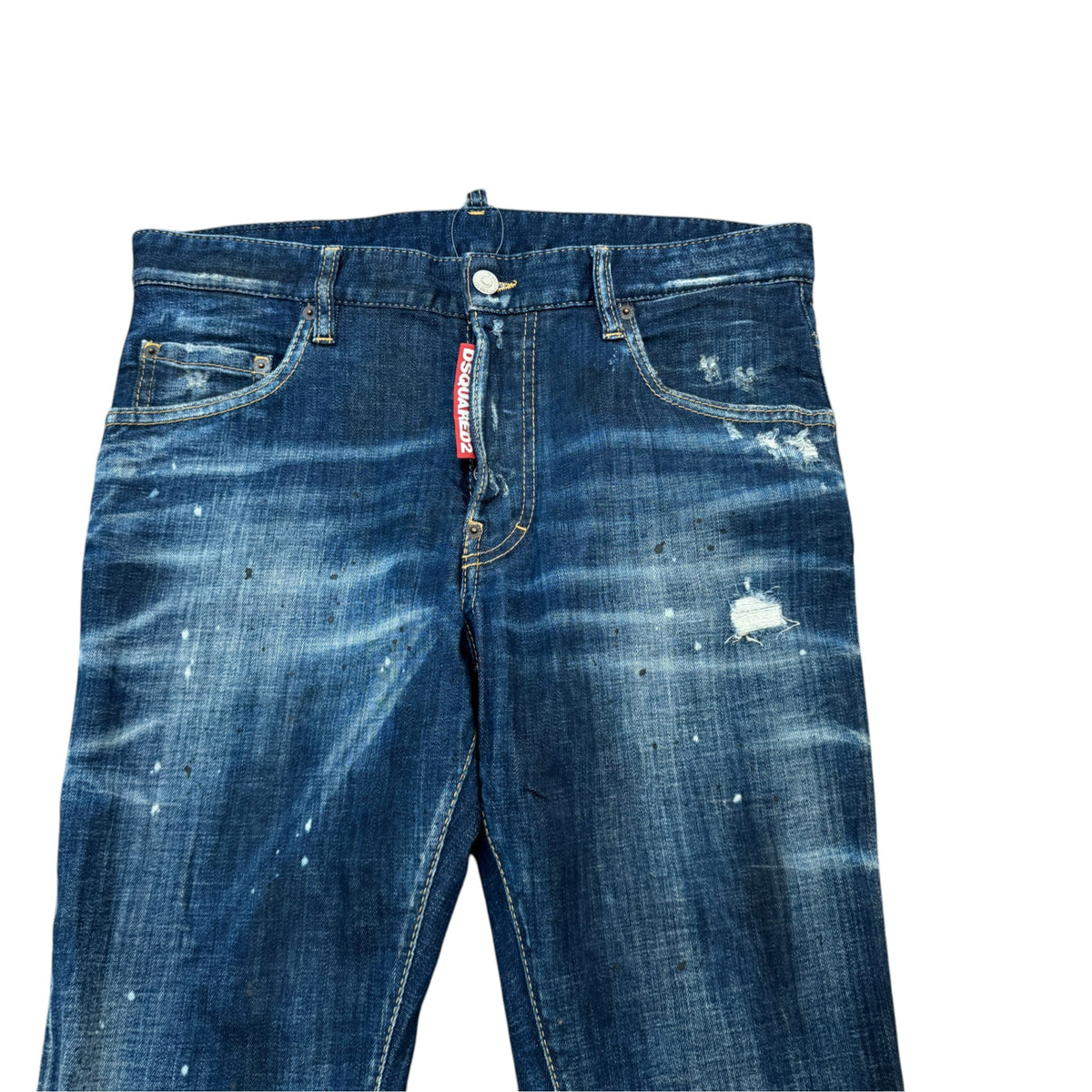 Men's Distressed Paint Splatter Jeans Blue Size M / W32 - Photo 4