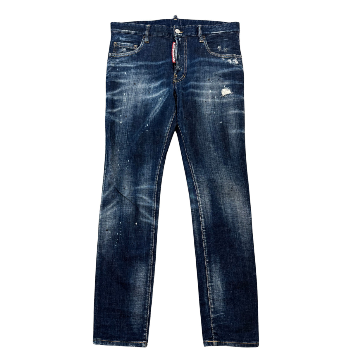 Men's Distressed Paint Splatter Jeans Blue Size M / W32 - Photo 1
