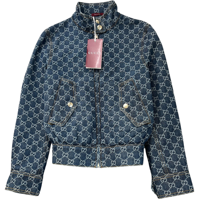 Women's Gg Supreme Bomber Denim Jacket Blue Size IT 38 / UK 6