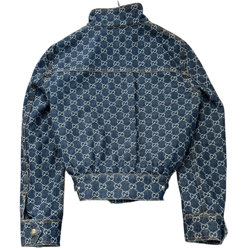 Women's Gg Supreme Bomber Denim Jacket Blue Size IT 38 / UK 6