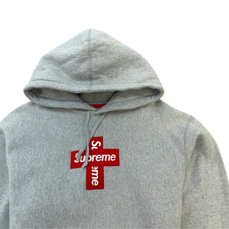 Men's Box Cross Logo Hoodie Grey Size M
