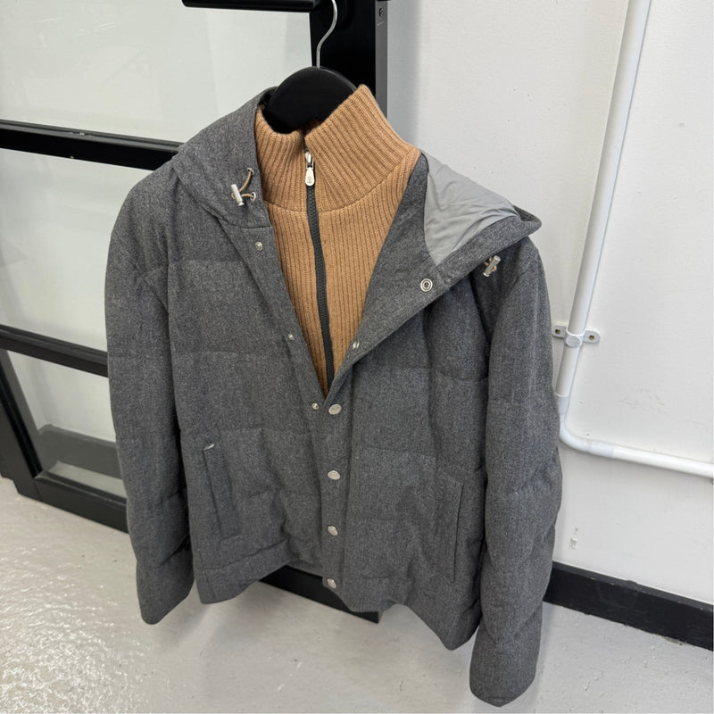 Men's Wool Down Jacket Grey Size M